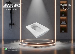 Arabic Sanso <b>Pan</b> <b>Ceramic</b> Squat Toilet Gulf Style Floor Mounted Bathroom Sanitary Ware Export Model 7009 India OEM - Product Image 2