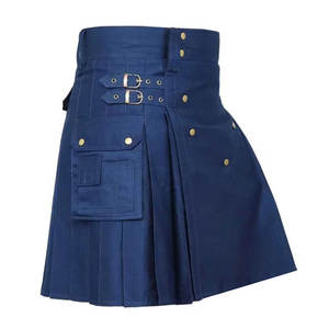 Kilt Utilitario de Algodón Azul Marino Escocés Hecho a Mano para Hombre, Venta al Por Mayor 2026 - Product Image 1
