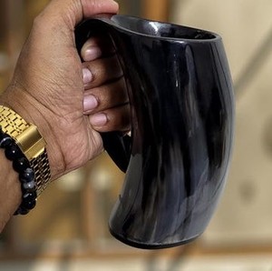 Natural Horn Coffee <b>Mug</b> & Buffalo Horn Glasses | Handmade <b>Reusable</b> Portable Christmas Design for Beer Wine & Home Decor - Product Image 1