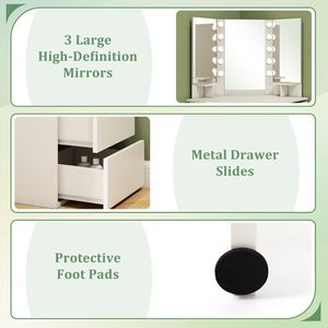 Specchio LED a 3 Colori con Presa di Corrente Integrata e Scrivania Angolare per Trucco - Product Image 4