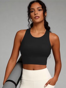 Women High <b>Neck</b> Sports Bra Longline Racerback <b>Padded</b> Crop Top Athletic Gym Workout Yoga Tank Running Fitness Activewear Vest - Product Image 4