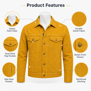 Chaqueta vaquera de hombre a la moda con tela vaquera resistente, ajuste cómodo, costuras de calidad y diseño elegante para uso diario informal. - Product Image 6