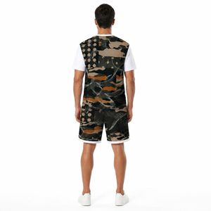 Custom <b>Men</b> <b>Camo</b> Print Quick Dry T Shirt <b>Shorts</b> Set 2 Piece Summer Sports Athletic Wear Breathable Polyester Sublimation Top - Product Image 3