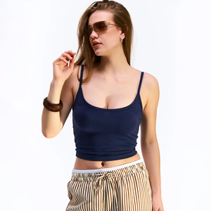 Top Corto de Tirantes Finos con Cuello Redondo para Mujer, Camisola Ajustada Estilo Y2K, Top de Moda Urbana con Logo Personalizado, Top de Boutique - Product Image 1