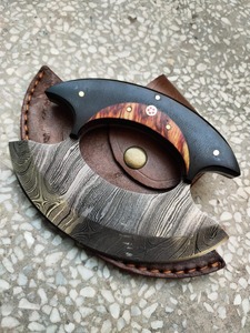 มีดเชฟทำมือ Viking Art FH-150 รุ่นสั่งทำพิเศษ ขนาด 4-5.9 นิ้ว เหล็กดามัสกัส ด้ามไม้+ไมคาร์ต้า ปลอกหนัง ใช้ได้ทั้งมือซ้ายและขวา - Product Image 5