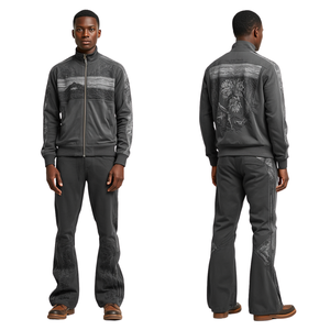 Conjunto Deportivo Casual para Hombre, Estilo Moderno con Bordado Vintage y Cierre Completo - Product Image 3