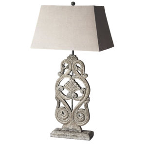 Lámpara de Mesa Metálica Vintage Moderna en Color Verde Azulado y Blanco con Motivo de Flor de Lis, a un Precio Razonable - Product Image 6