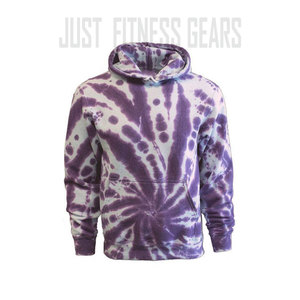 Sweat à capuche en molleton tie-dye pour homme, coupe classique, décontracté, automne, avec poche, motif tricoté violet et blanc - Product Image 4