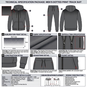 Ensemble de survêtement à capuche rouge et noir pour homme, manches longues, en polaire polyester, imprimé par sublimation, fermeture éclair, tenue décontractée, coupe classique, automne - Product Image 5