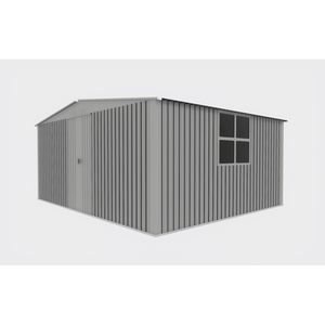Nuevo Cobertizo de Almacenamiento Exterior Gris de 14 pies x 12 pies, Cobertizo Metálico de Doble Función para Leña - Product Image 5