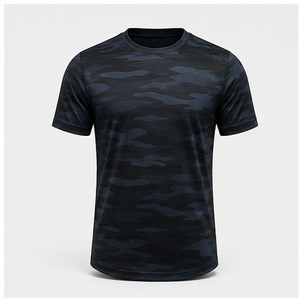Camiseta de Manga Corta con Cuello Redondo para Hombre, Diseño de Camuflaje Personalizado Shadow Island en Negro Medianoche, MTS-CAMO-0018 - Product Image 1