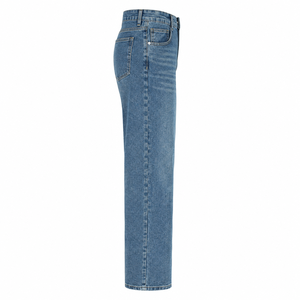 Pantalones Vaqueros de Mezclilla Stonewashed de Pierna Recta y Cintura Alta para Hombre, Casuales, de Algodón, Peso Medio, Corte Regular, para Otoño - Product Image 3