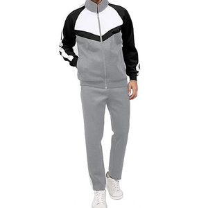 Survêtement Homme Color Block Manches Longues Col Montant Fermeture Éclair Poches Latérales Polyester Mi-Lourd Style Décontracté Automne - Product Image 1