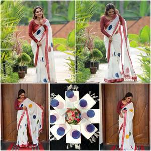 Sari Indio Premium Exclusivo de Lino y Algodón con Estampado Digital, Elegante Traje Étnico para Novia, Boda y Fiestas - Product Image 6