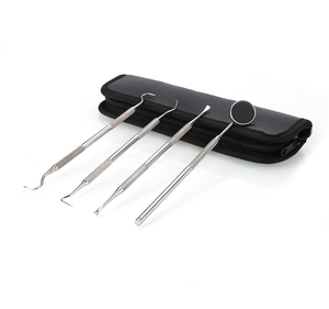 Juego de Instrumentos Quirúrgicos Dentales SAAR GLOBAL de 4 Piezas, Agarre Ergonómico con Diseño Roscado Plateado, Herramientas de Examen Oral, Estuche Rojo, Manual, Clase I CE - Product Image 2