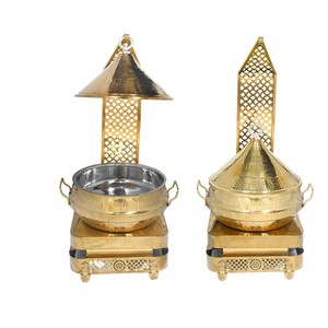 Plat de service décoratif doré en acier inoxydable pour traiteur, idéal pour mariages, grands événements et fêtes – Plat chauffe-plat en acier inoxydable pour hôtels - Product Image 3