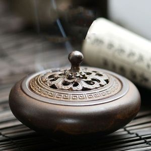 Handcrafted Metal Aromatic <b>Incense</b> <b>Burner</b> With Wood Base <b>Chinese</b> style For Religious Use - Product Image 1