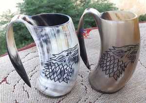 Handmade Vintage Viking Rustic Horn Mug for Drinking <b>Beer</b> Coffee Tea H a CRAFT Brand - Product Image 4