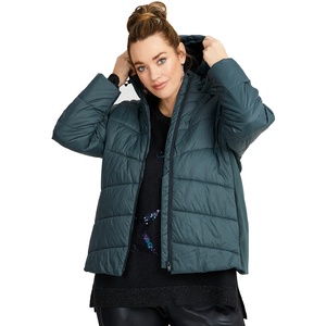 Prix d'usine 2026 – Manteau d'hiver court matelassé pour femme 100 % polyester avec fermeture éclair – Blouson uni pour femme - Product Image 2