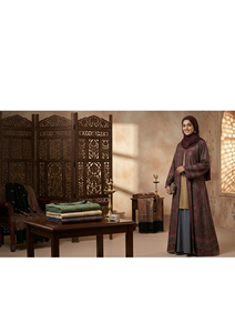 Safaa Designer Paisley Print Abaya Set – <b>Full</b> Body Coverage with Matching Scarf - Product Image 4