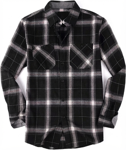 Chemises en flanelle imprimées pour hommes OEM/ODM, été, brossées, 100% coton, manches longues, séchage rapide, respirantes, écologiques, pour le travail en extérieur et le quotidien - Product Image 4