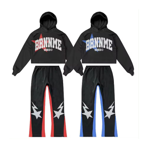 Conjunto de Chándal Personalizado para Hombre con Capucha y Pantalones Acampanados, Lavado Ácido, con Estampado Serigrafiado - Product Image 3