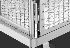 Carro de Plataforma Industrial Silencioso de Cuatro Ruedas Plegable de Acero Inoxidable con Superficie Galvanizada de Zinc, Capacidad de 500 kg, Valla Incluida para - Product Image 3