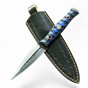 Cuchillo de Caza Forjado a Mano en Acero al Carbono 1095 con Mango de Madera Pakka y Funda de Cuero, Cuchillo de Camping de Grado Industrial con Hoja Afilada como una Navaja - Product Image 1