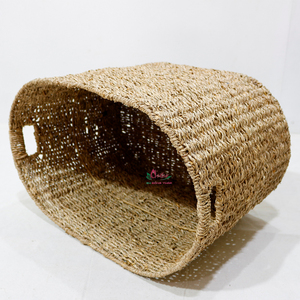 Handmade Plastic Eco-friendly Rustic Round Laundry <b>Hamper</b> <b>Basket</b> with Removable Liner and Lid - Product Image 4