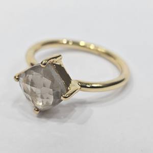Excellente qualité faite à la main Designer Vintage 925 bague en argent Sterling Unique Smoky Gemstone coussin coupe bijoux plaqué or - Product Image 1