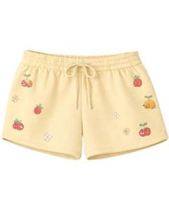 Custom Women Butter Yellow Crop Hoodie Shorts Set Fruit Print Casual Two Piece Outfit Cotton Fleece Lounge Wear Custom Wholesale - Product Image 4