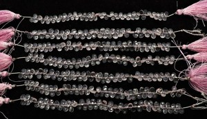 Natural Rose Quartz Faceted Pear Shape Briolette 6.5 Inch Strand Size 5x7MM Rose Quartz Gemstone Briolette By Indian Wholesaler - Product Image 2