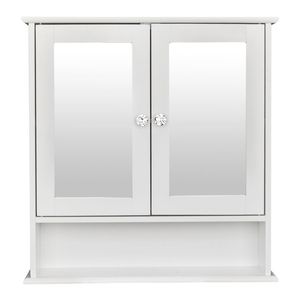 Armadietto da Bagno a Doppia Anta con Specchio Intelligente, Design Moderno Antico, Montaggio a Parete, Finitura Bianca in Alluminio Impermeabile - per Hotel - Product Image 1