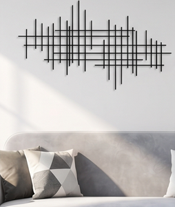 Premium Modern Black Metal Wall Art Abstract Geometric Design Minimalist Style Hanging Decorative Accent For Living Room Bedroom - Product Image 1