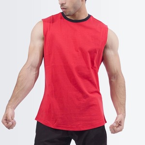 Men's <b>Red</b> Sleeveless O-Neck Knitted <b>Tank</b> <b>Top</b> Solid Color Casual Wear - Product Image 1