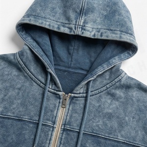 Conjunto de chándal de algodón con cremallera y lavado ácido, con logo personalizado, sudadera con capucha y pantalones de chándal oversize vintage con efecto stone para hombre, para gimnasio, fitness y ropa urbana. - Product Image 4