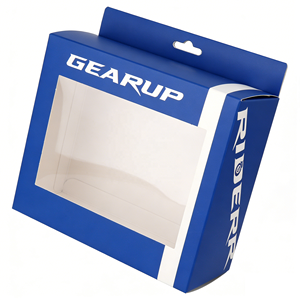 Boîte suspendue en papier d'art gaufré imprimé sur mesure avec fenêtre creuse et emballage en feuille de plastique transparente - Product Image 2