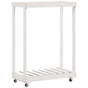Support pour bûches en bois de pin massif blanc avec roulettes 30,1''x15,7''x42,5'' pour cheminées et accessoires - Product Image 2