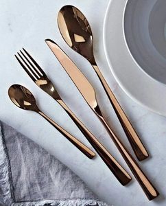 Juego de Cubiertos de Lujo en Oro, Acero Inoxidable con Diseño Floral Grabado, Juego de Cubiertos para Boda, Vajilla Real, Juego de Cuchara, Tenedor y Cuchillo - Product Image 3