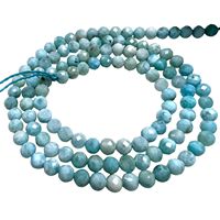 Perles rondes facettées bleues en larimar naturel TASBIYA GEMS de 3,5 mm, certifiées par un tiers, prêtes à être expédiées pour la fabrication de colliers
