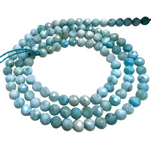 TASBIYA GEMS Natural Larimar Gemstone 3.5mm Faceted Round <b>Blue</b> Beads Third Party Certified Ready to Ship for <b>Necklace</b> Making - Product Image 6
