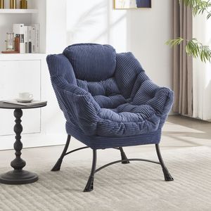 Poltrona Moderna Imbottita con Braccioli, Sedia Relax e Poggiapiedi, Chaise Longue Chic per la Lettura - Product Image 2