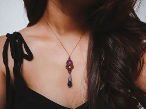 Handmade Macrame Lapis Lazuli <b>Necklace</b> Blue Gemstone Teal Cord Boho <b>Statement</b> Healing Jewelry Wholesale Gift - Product Image 3