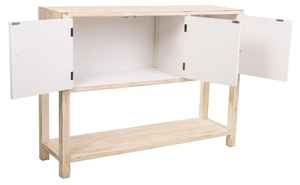 MESA DE CONSOLA DE MADERA SÓLIDA DE MANGO CON PUERTA ARTESANAL, DISEÑO EUROPEO ECOLÓGICO Y DURADERO - Product Image 4