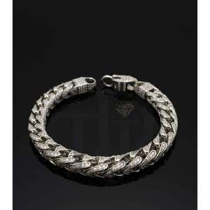 Bracelet chaîne en or 10KT 14KT pour homme, serti de diamants, clarté VS1 VS2, maillons cubains, argent 925, bijoux de luxe hip-hop de créateur - Product Image 2