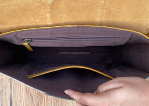 New Hand-Tooled Leather Large Clutch <b>Women's</b> Crossbody Bag Western Boho <b>Hair</b> on Cowhide Hand Stitch Genuine Leather Floral Purse - Product Image 6