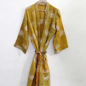 Kantha Vintage algodón abrigo baño abrigo algodón Kantha abrigo mujer chaqueta Kantha Kimono Bata para mujer - Product Image 1
