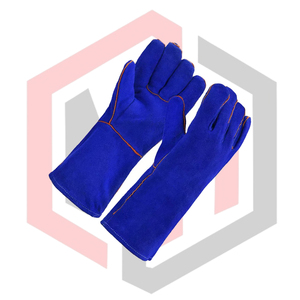 Guantes de Trabajo de Cuero Azul para Soldadura, con Puño de Seguridad, Antivibración, Anticorte, Resistentes al Calor y al Fuego, Textura Suave - Product Image 2
