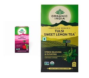 Organic India <b>Tulsi</b> Sweet Rose 18 <b>Tea</b> Bags Organic India <b>Tulsi</b> Sweet Lemon 25 <b>Tea</b> Bags - Product Image 1