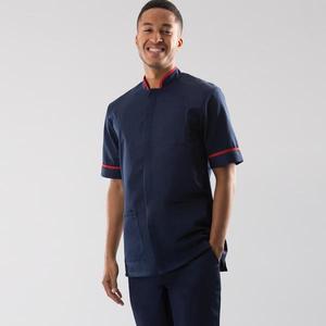 เสื้อคลุมช่างทำผมชาย เสื้อทูนิคสำหรับร้านเสริมสวย ชุดทำงานผู้ชาย ชุดยูนิฟอร์มร้านสปาชาย พร้อมโลโก้และสีที่ปรับแต่งได้ - Product Image 1